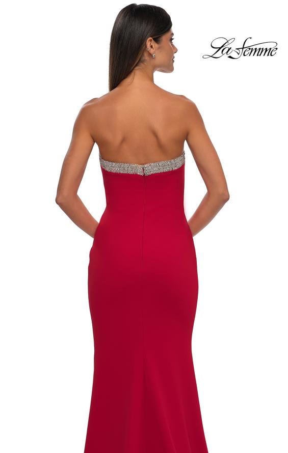 Picture of: Strapless Jersey Gown with Stunning Rhinestone Neckline in Red, Style: 32891, Detail Picture 12