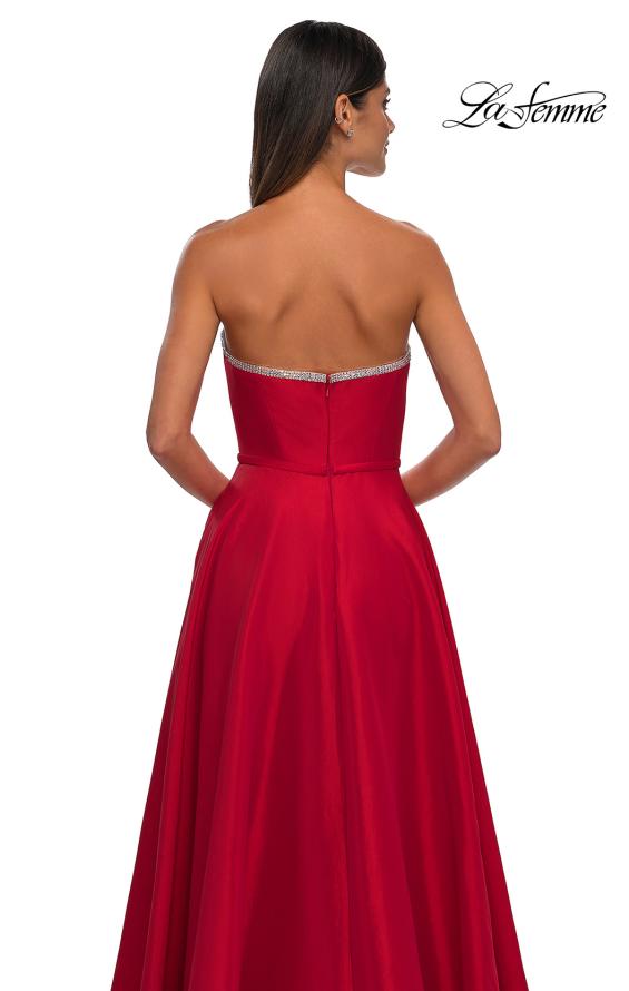 Picture of: A-line Mikado Prom Dress with Rhinestone Neckline in Red, Style: 33063, Detail Picture 12