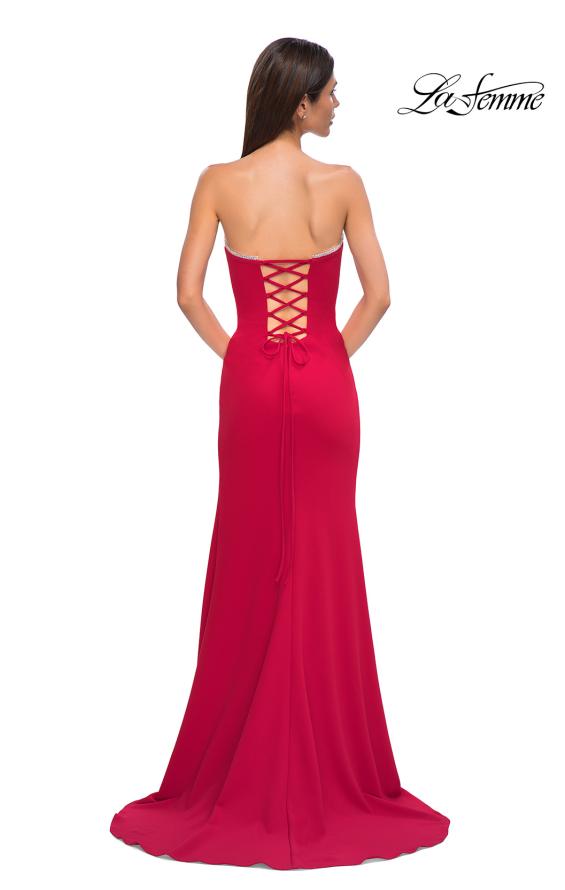 Picture of: Jersey Strapless Dress with Sweetheart Rhinestone Lined Neckline in Red , Style 32829, Detail Picture 21