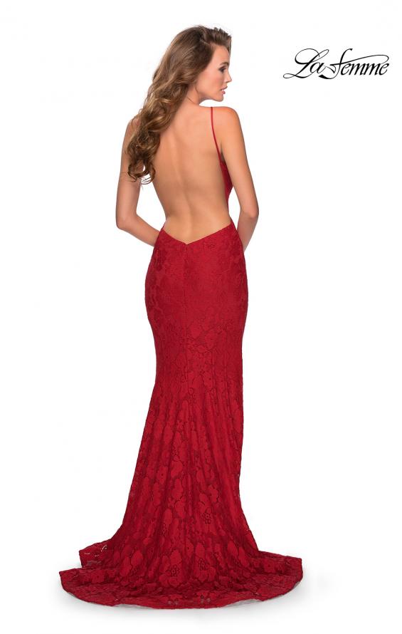 Picture of: Open Back Jersey Prom Dress with High Neckline in Red, Style: 28619, Detail Picture 3