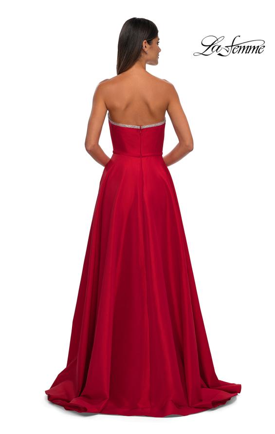 Picture of: A-line Mikado Prom Dress with Rhinestone Neckline in Red, Style: 33063, Detail Picture 3