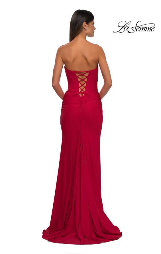 Picture of: Strapless Jersey Evening Dress with Unique Corset Top in Red, Style: 32843, Detail Picture 6