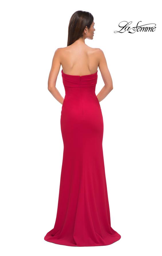 Picture of: Simple Strapless Jersey Dress with Criss Cross Bodice in Red , Style 32863, Detail Picture 6