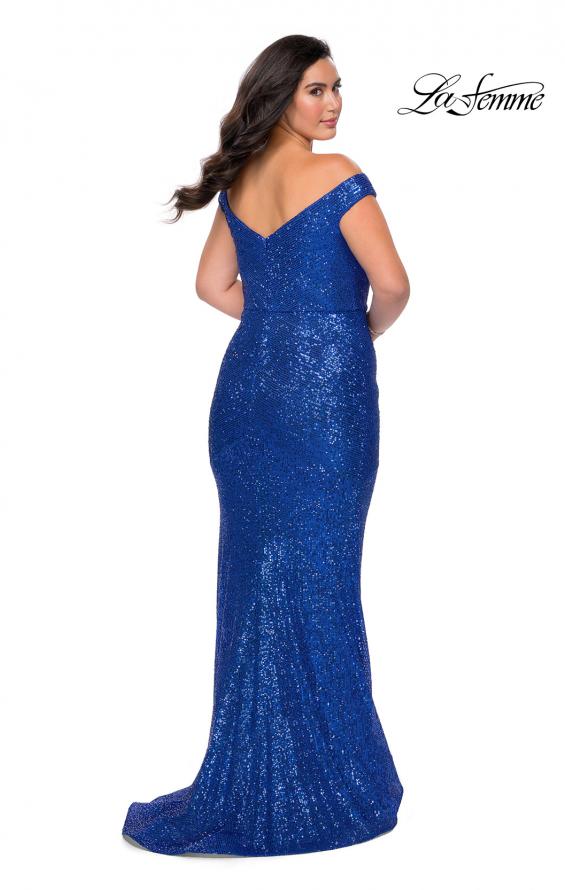 Picture of: Sequin Off The Shoulder Plus Size Prom Dress in Royal Blue, Style: 28949, Back Picture