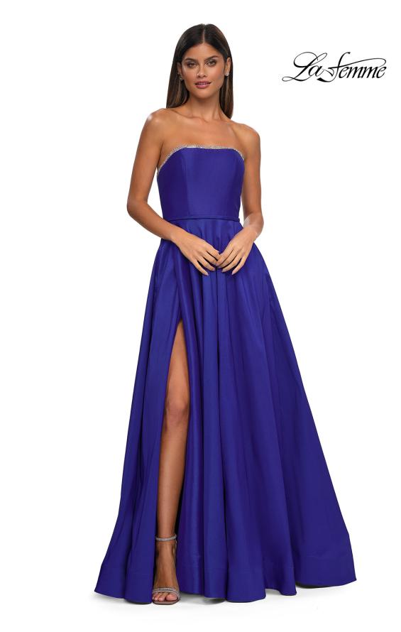 Picture of: A-line Mikado Prom Dress with Rhinestone Neckline in Royal Blue, Style: 33063, Main Picture