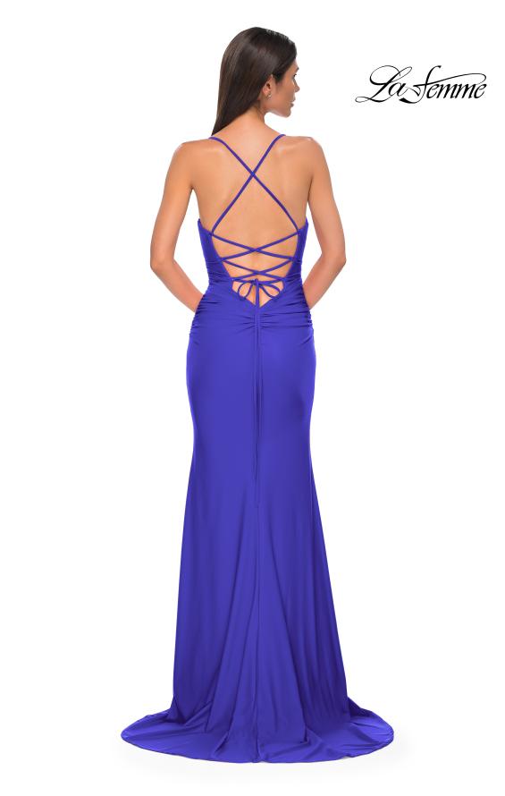 Picture of: Open Back Prom Dress with Rhinestone Detail Neckline in Royal Blue, Style 32851, Detail Picture 8