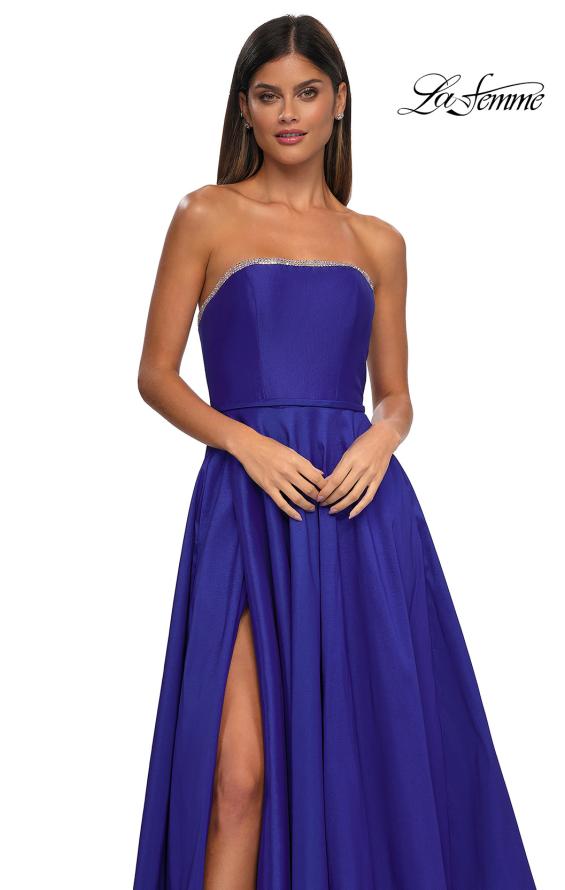 Picture of: A-line Mikado Prom Dress with Rhinestone Neckline in Royal Blue, Style: 33063, Detail Picture 8