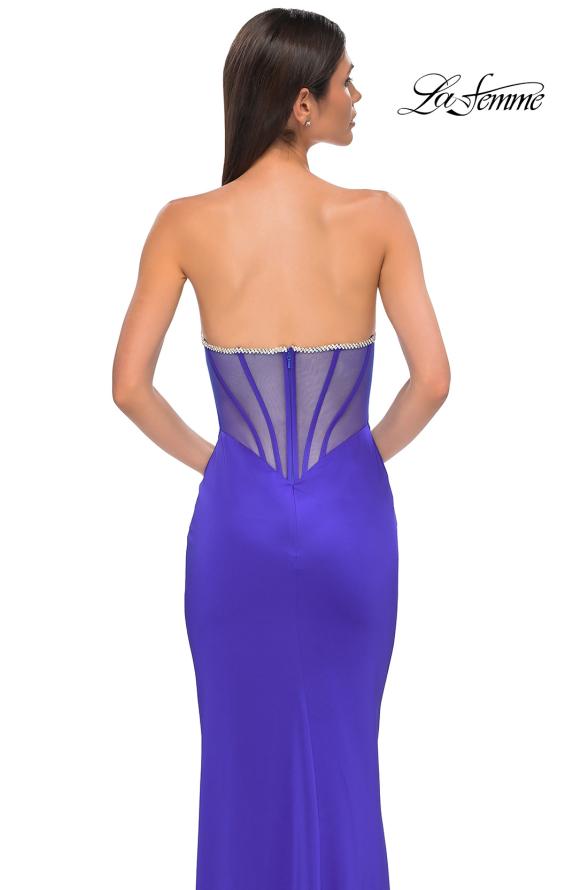 Picture of: Chic Jersey Evening Dress with Rhinestone Neckline in Royal Blue, Style 32733, Detail Picture 9