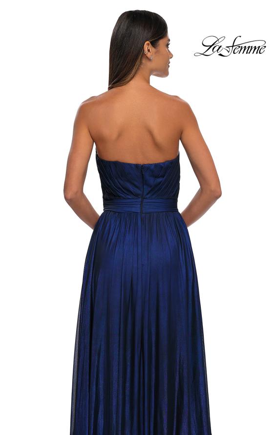 Picture of: Flowy Metallic Net Jersey Prom Dress with Intricate Ruched Bodice in Royal Blue, Style: 32899, Detail Picture 10