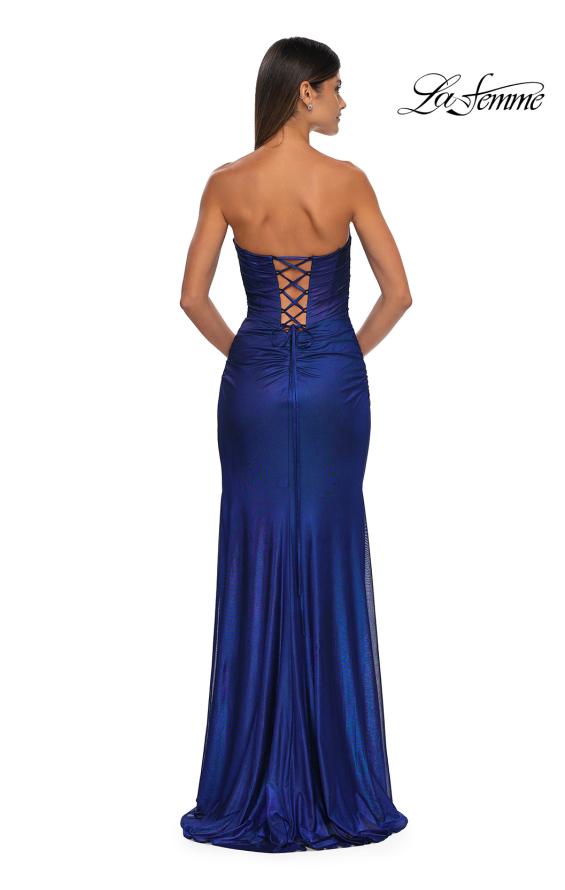 Picture of: Net Jersey Prom Dress with Strapless Top and Flattering Ruching in Royal Blue, Style: 32946, Detail Picture 10