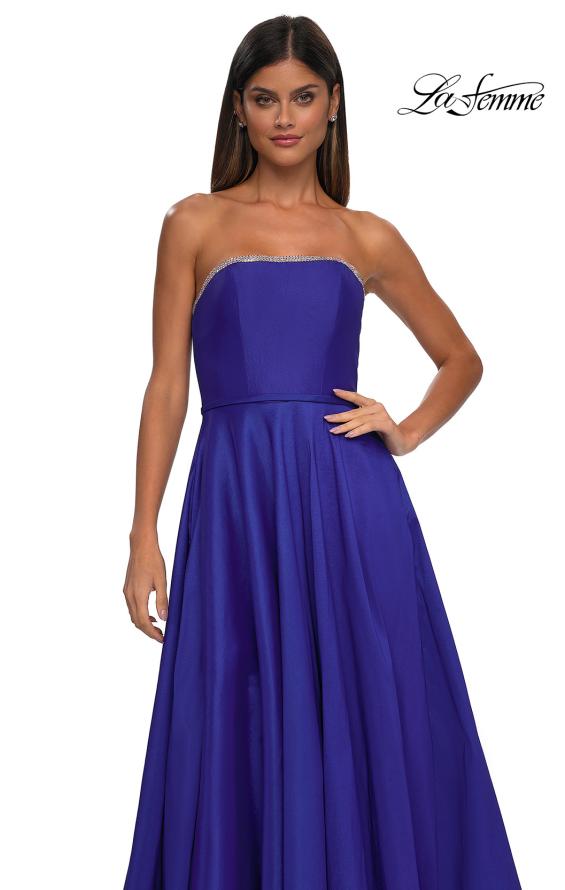 Picture of: A-line Mikado Prom Dress with Rhinestone Neckline in Royal Blue, Style: 33063, Detail Picture 10