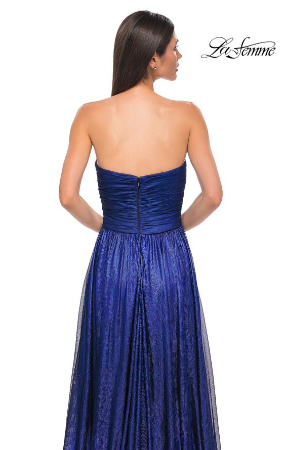 Picture of: Textured Chiffon Flowy Strapless Evening Dress in Royal Blue, Style 32382, Detail Picture 11