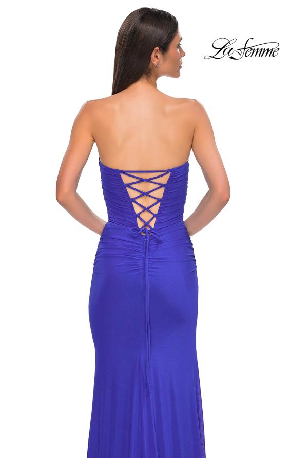 Picture of: Simple Prom Dress with Strapless Sweetheart Top and Lace Up Back in Royal Blue, Style 32990, Detail Picture 12