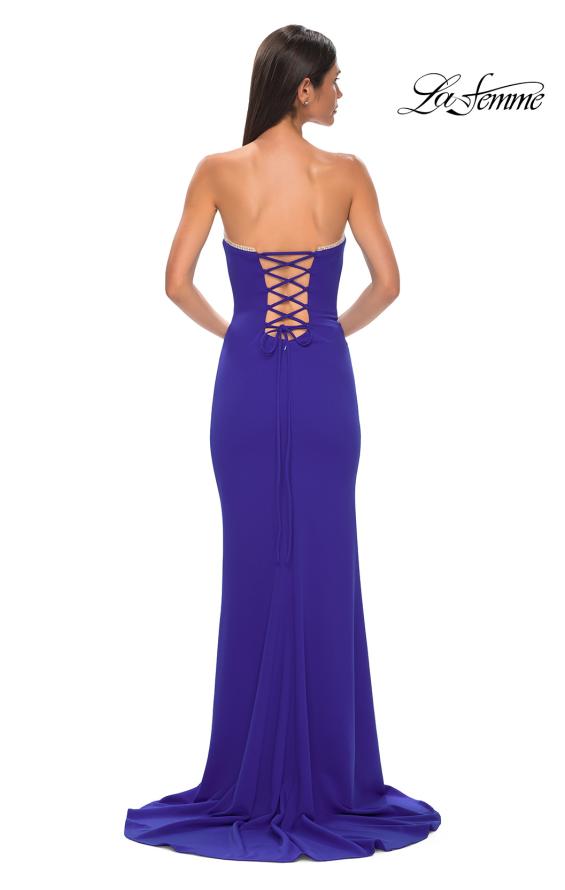 Picture of: Jersey Strapless Dress with Sweetheart Rhinestone Lined Neckline in Royal Blue, Style 32829, Detail Picture 14