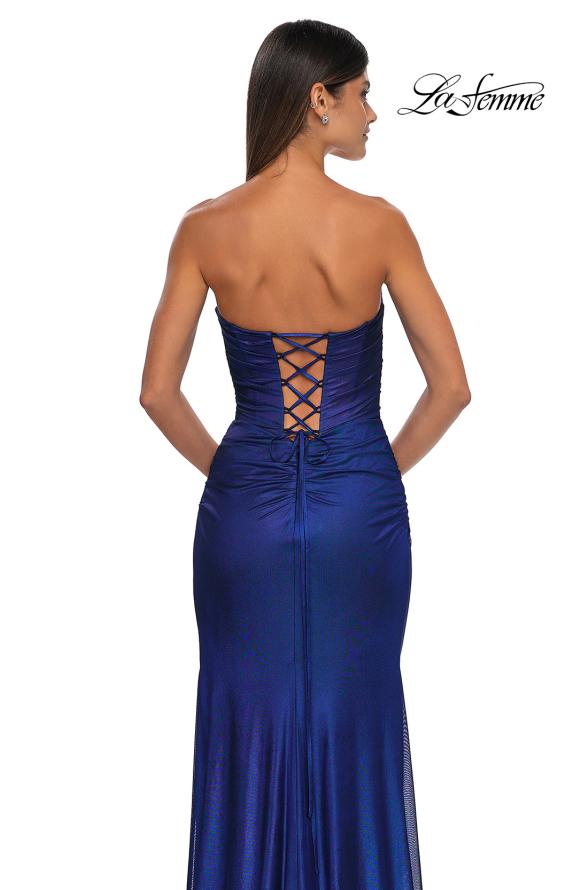 Picture of: Net Jersey Prom Dress with Strapless Top and Flattering Ruching in Royal Blue, Style: 32946, Detail Picture 18