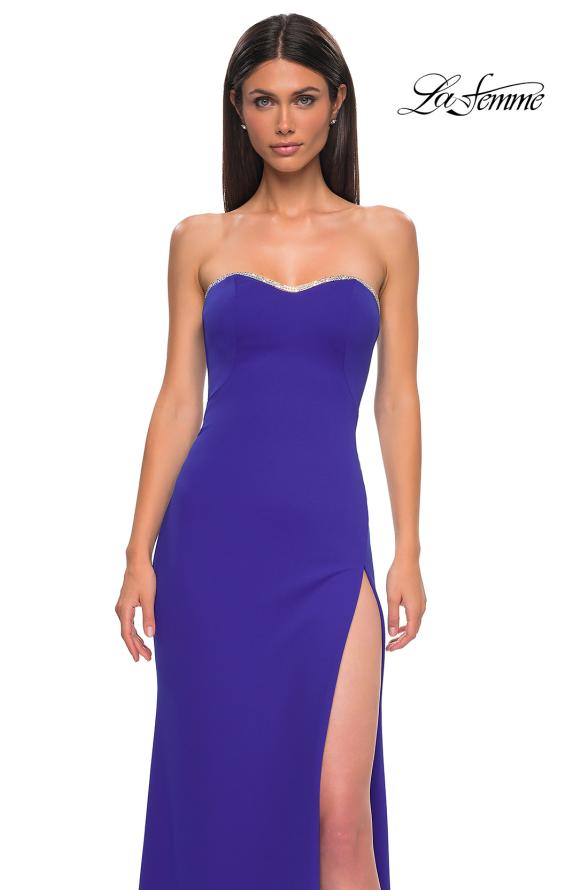 Picture of: Jersey Strapless Dress with Sweetheart Rhinestone Lined Neckline in Royal Blue, Style 32829, Detail Picture 27