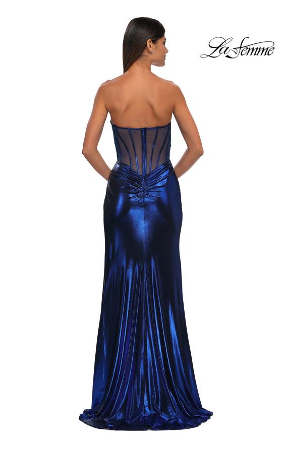 Picture of: Metallic Jersey Dress with Ruching and Sweetheart Top in Royal Blue, Style: 32375, Detail Picture 3