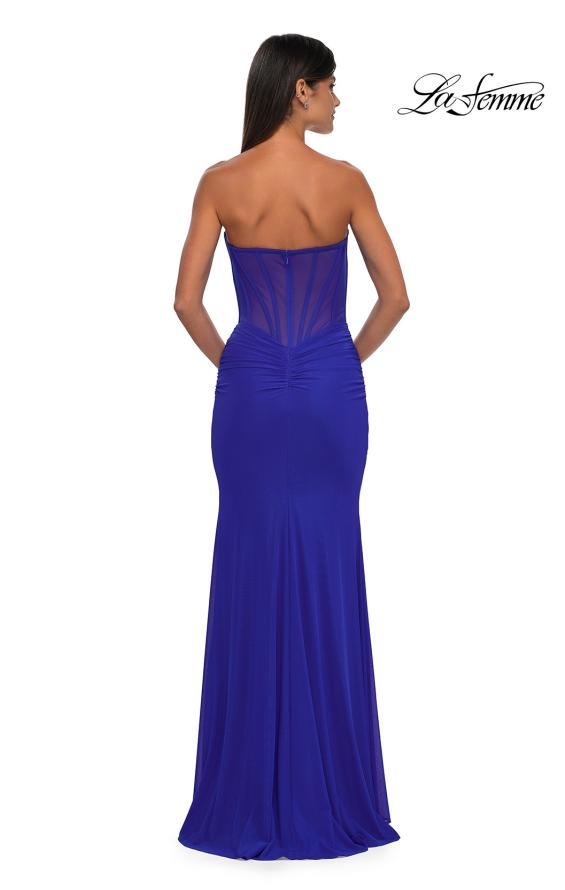 Picture of: Simple Net Jersey Prom Dress with Unique Corset Bodice in Royal Blue, Style: 32734, Detail Picture 4