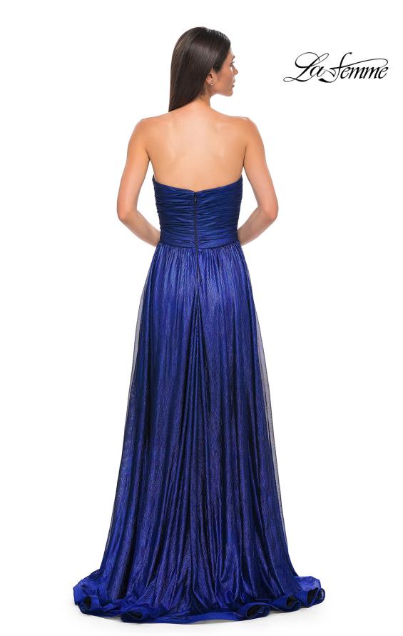 Picture of: Textured Chiffon Flowy Strapless Evening Dress in Royal Blue, Style 32382, Detail Picture 5