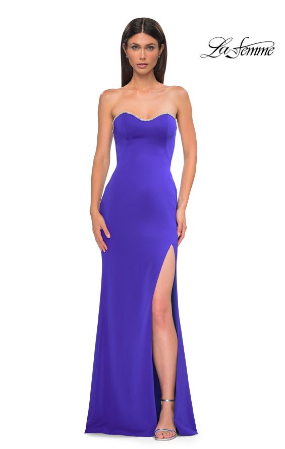 Picture of: Chic Jersey Evening Dress with Rhinestone Neckline in Royal Blue, Style 32733, Detail Picture 6