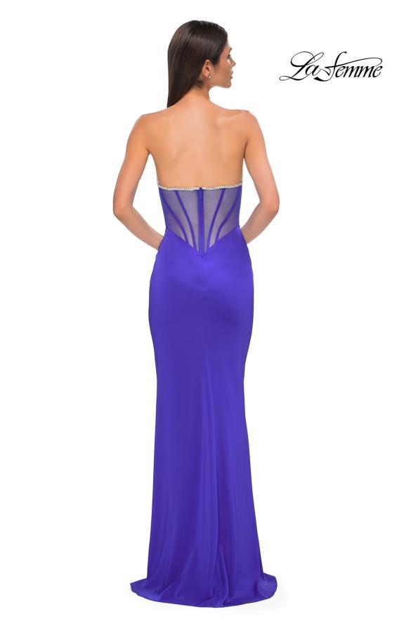 Picture of: Chic Jersey Evening Dress with Rhinestone Neckline in Royal Blue, Style 32733, Detail Picture 7