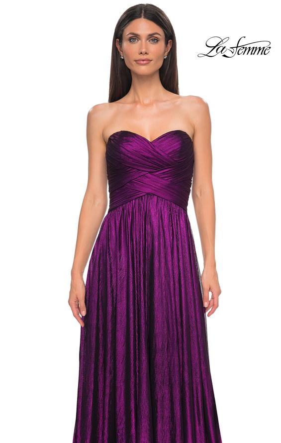 Picture of: Textured Chiffon Flowy Strapless Evening Dress in Royal Purple, Style 32382, Detail Picture 12