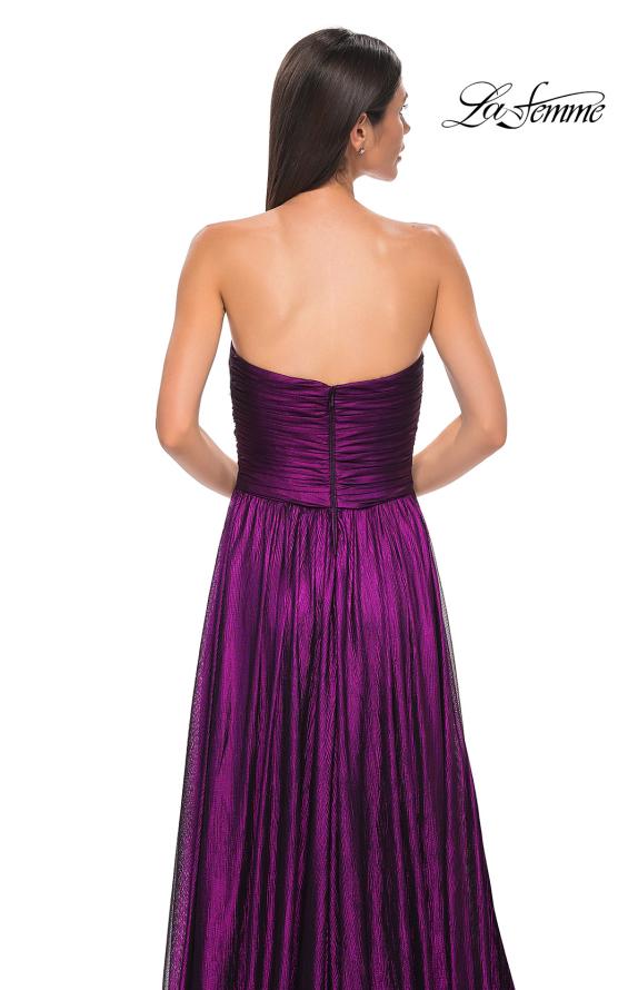 Picture of: Textured Chiffon Flowy Strapless Evening Dress in Royal Purple, Style 32382, Detail Picture 13