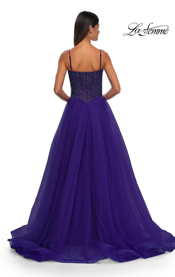 Picture of: Beautiful A-line Prom Dress with Rhinestone Encrusted Corset Top in Royal Purple, Style: 32754, Detail Picture 13