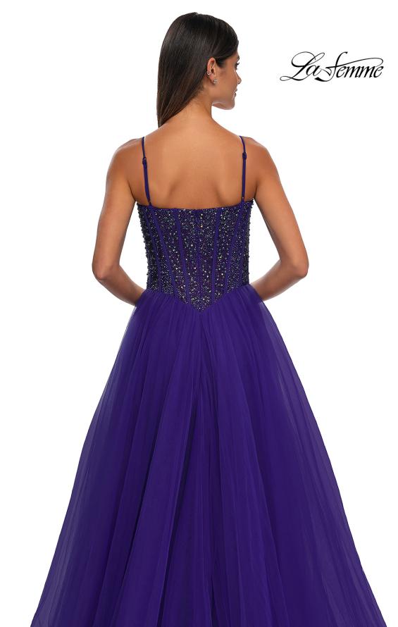 Picture of: Beautiful A-line Prom Dress with Rhinestone Encrusted Corset Top in Royal Purple, Style: 32754, Detail Picture 22