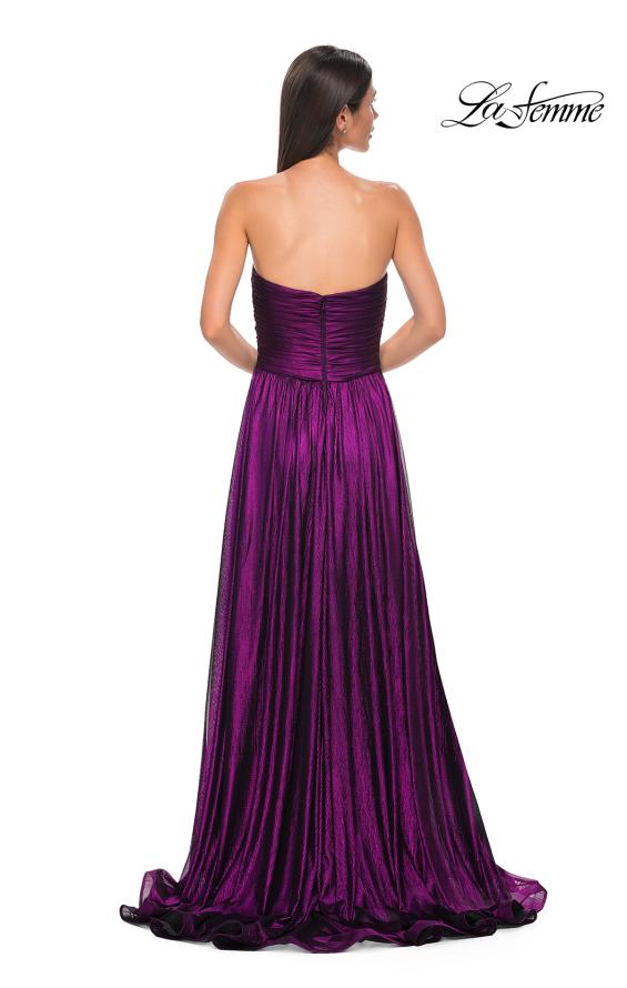 Picture of: Textured Chiffon Flowy Strapless Evening Dress in Royal Purple, Style 32382, Detail Picture 7