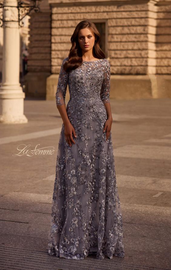 Picture of: Lace Gown with Full Skirt and Sheer Lace Sleeves, Style: 29903, Main Picture