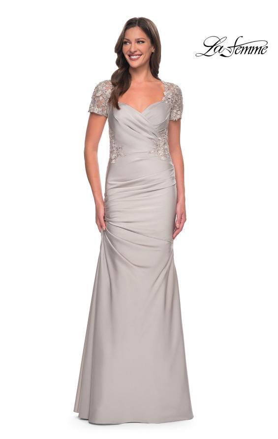 Picture of: Satin Evening Dress with Lace and Scoop Neckline, Style: 27989, Detail Picture 9