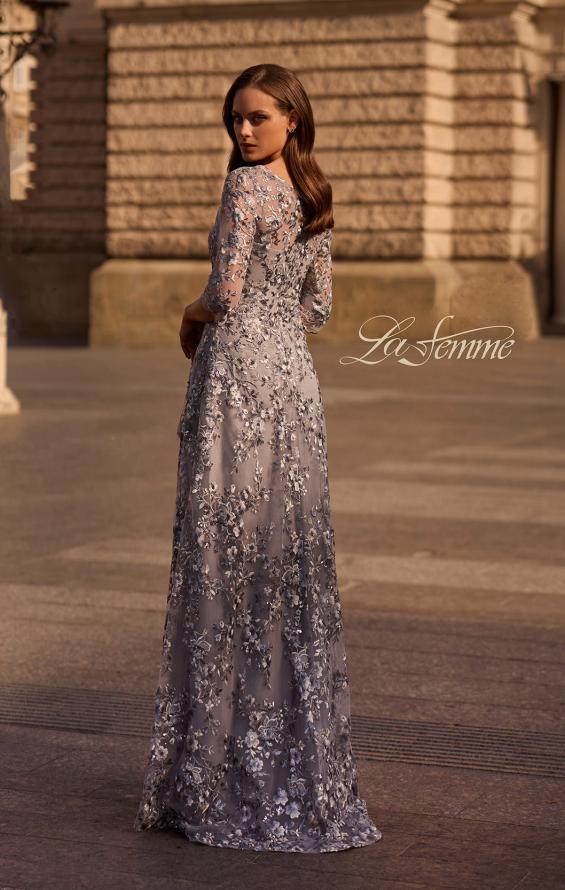 Picture of: Lace Gown with Full Skirt and Sheer Lace Sleeves, Style: 29903, Back Picture