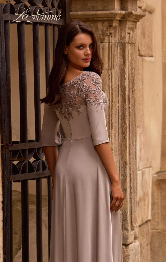 Picture of: Jersey Mother of the Bride Gown with Lace Neckline, Style: 29227, Detail Picture 2