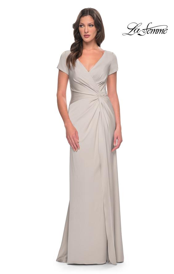Picture of: Elegant Evening Gown with V Neck and Knot in Silver, Style: 29926, Detail Picture 3