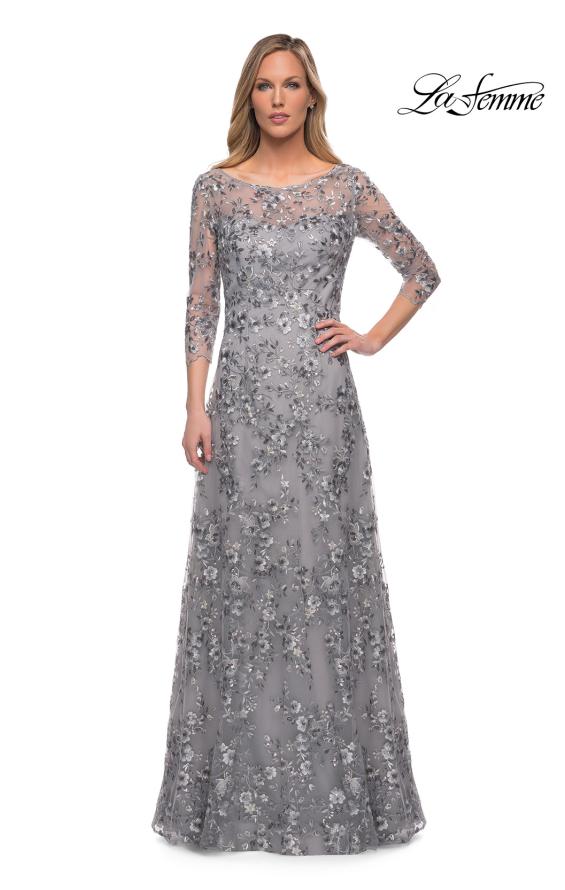 Picture of: Lace Gown with Full Skirt and Sheer Lace Sleeves, Style: 29903, Detail Picture 4