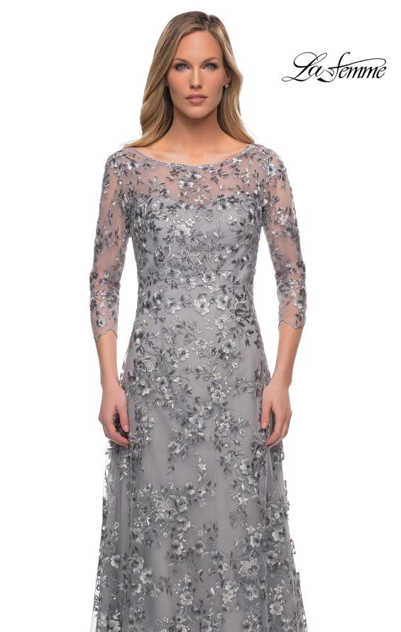 Picture of: Lace Gown with Full Skirt and Sheer Lace Sleeves, Style: 29903, Detail Picture 6