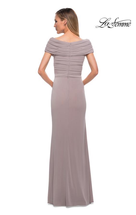 Picture of: Ruched Jersey Long Gown with V Neckline, Style: 26519, Detail Picture 14