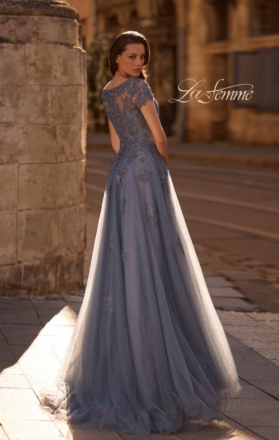 Picture of: Tulle A Line Gown with Lace Applique and V Neck, Style: 29380, Back Picture