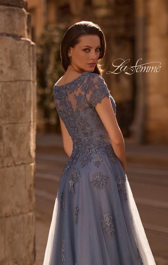 Picture of: Tulle A Line Gown with Lace Applique and V Neck, Style: 29380, Detail Picture 2