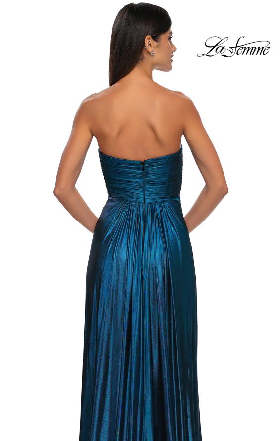 Picture of: Strapless Metallic Prom Dress with Knot Detail in Teal , Style: 33047, Detail Picture 12