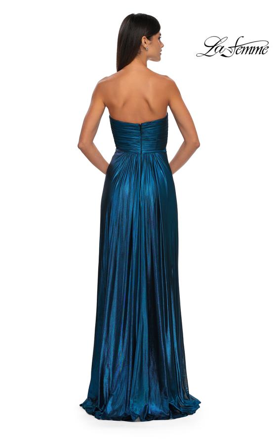 Picture of: Strapless Metallic Prom Dress with Knot Detail in Teal , Style: 33047, Detail Picture 6