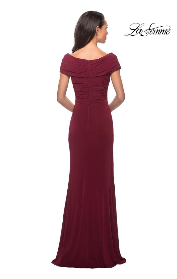 Picture of: Ruched Jersey Long Gown with V Neckline, Style: 26519, Detail Picture 8