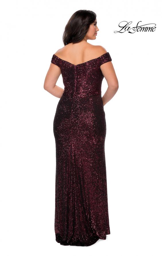 Picture of: Off The Shoulder Sequin Plus Size Prom Dress in Wine, Style: 28795, Detail Picture 8