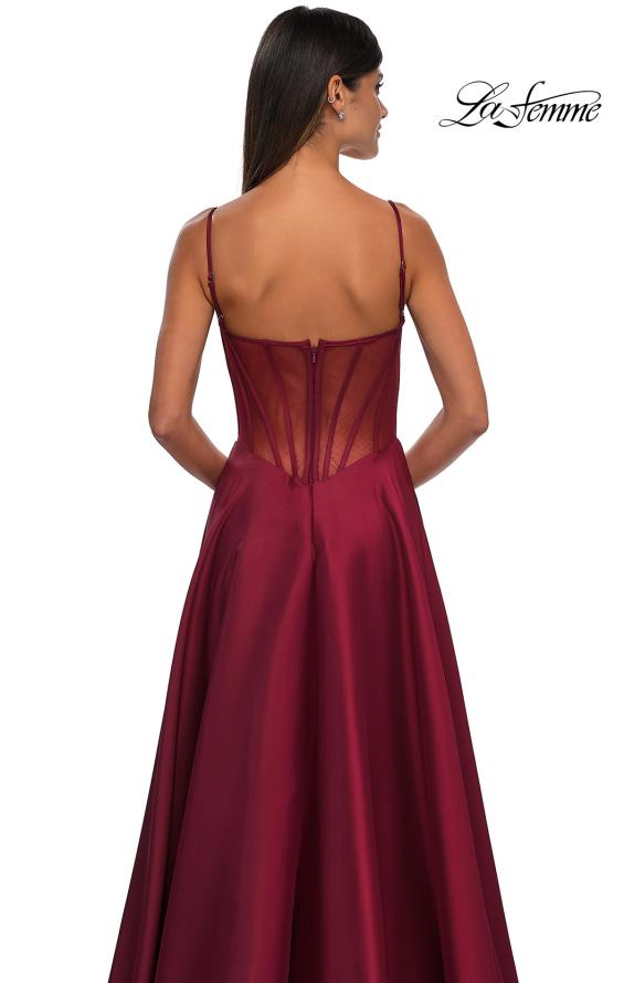 Picture of: Chic Stretch Mikado A-line Evening Dress with Sheer Back in Wine , Style: 32670, Detail Picture 8