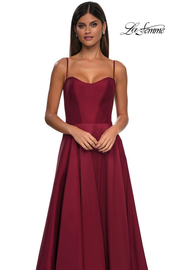 Picture of: Chic Stretch Mikado A-line Evening Dress with Sheer Back in Wine , Style: 32670, Detail Picture 9