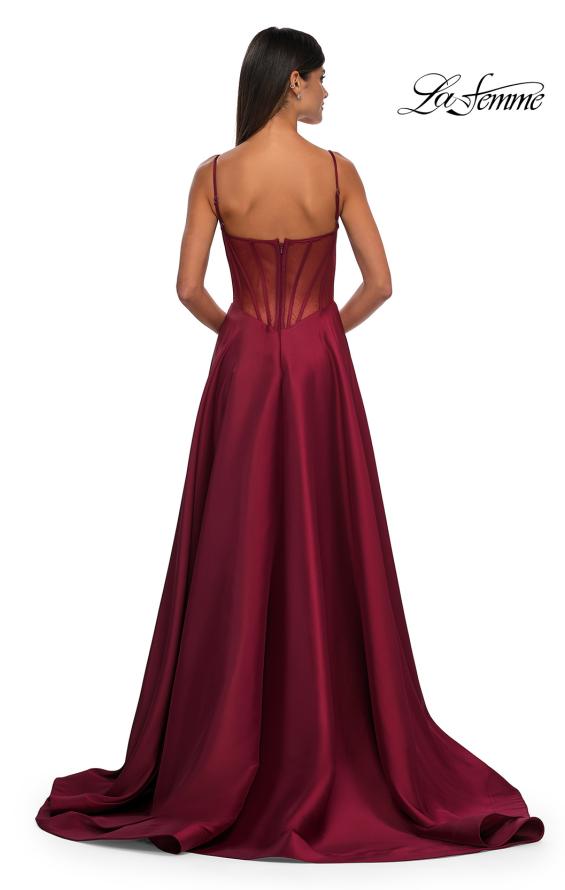 Picture of: Chic Stretch Mikado A-line Evening Dress with Sheer Back in Wine , Style: 32670, Detail Picture 5