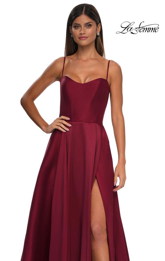 Picture of: Chic Stretch Mikado A-line Evening Dress with Sheer Back in Wine , Style: 32670, Detail Picture 7