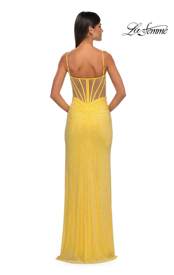 Picture of: Sparkling Long Prom Dress with Rhinestones and Ruching in Yellow , Style: 32578, Detail Picture 6