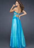 Picture of: Sweetheart Chiffon Dress with Beaded Straps and Train in Blue, Style: 17167, Back Picture